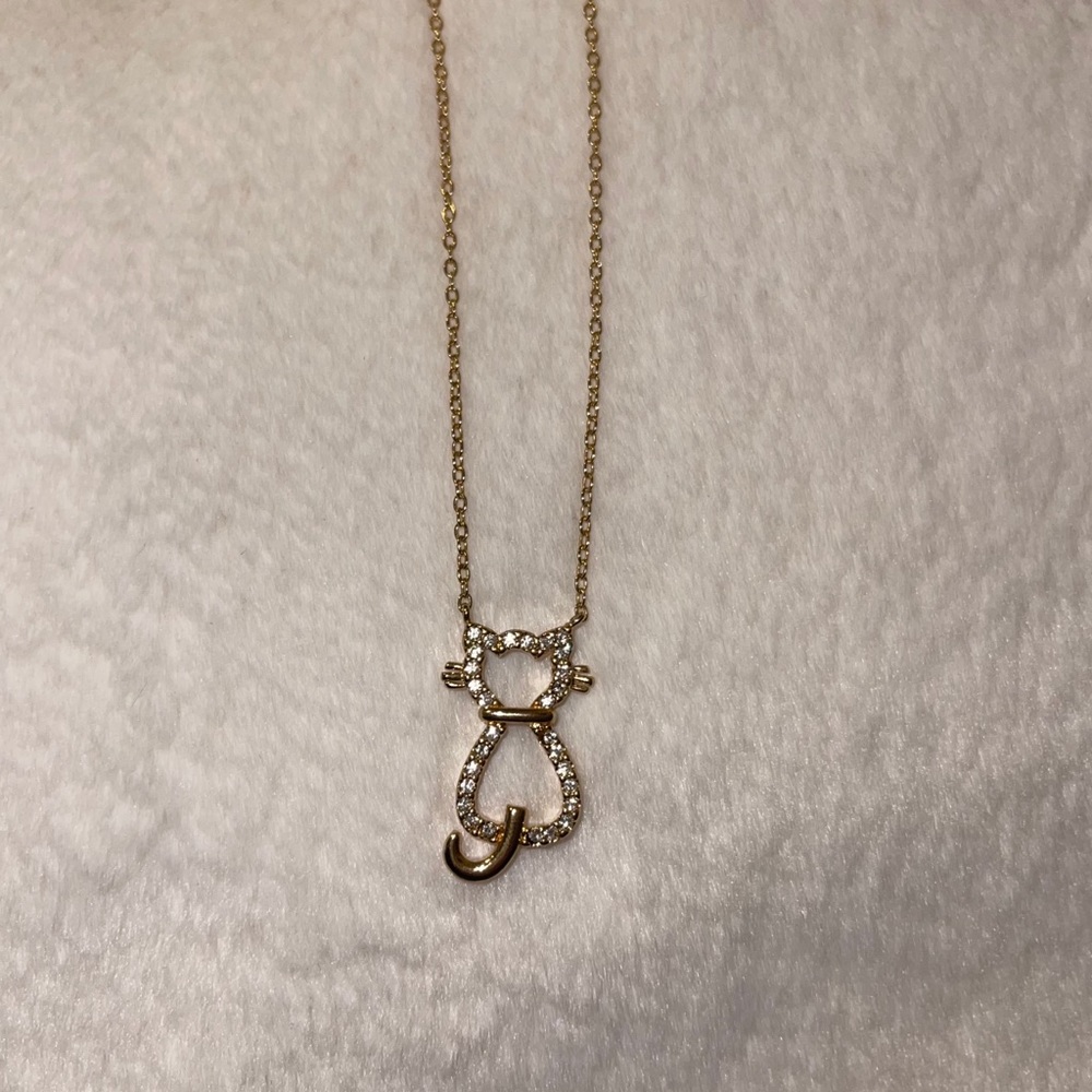 17in gold and studded cat necklace
